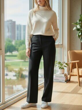 LAFAYETTE 148 NEW YORK Black Career High Rise Straight Leg Slacks - Size 12